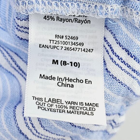 Time & Tru Womens Flutter Sleeve Popover Henley Button Front Top Linen Blend M - Picture 4 of 5